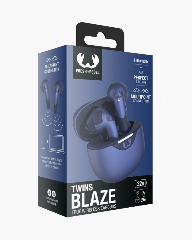 Accessoires téléphonie écouteurs FRESH N REBEL Twins Blaze Bluetooth Bleu Foncé infinytech Réunion 06