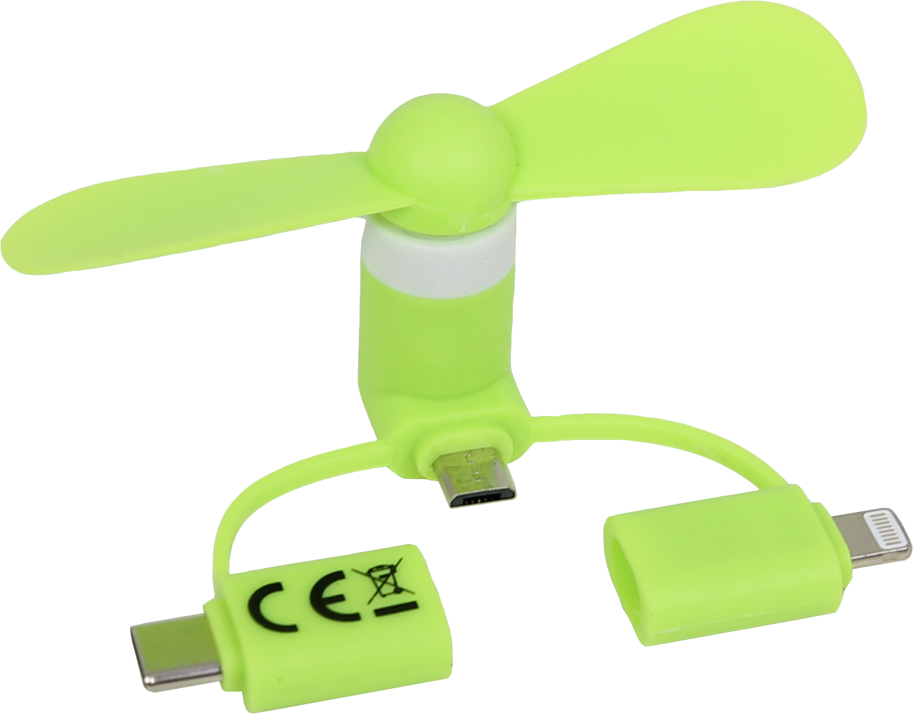 Accessoires mini ventilateur USB-C, micro USB et Lightning Vert infinytech Réunion 01