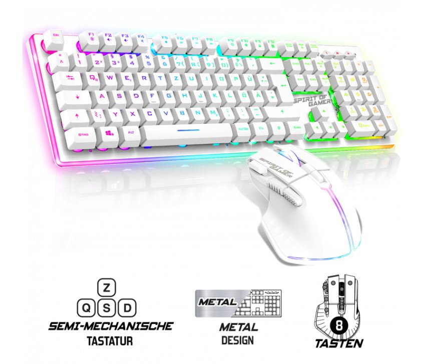 Matériels informatique pack clavier souris SPIRIT of GAMER Ultimate 600 Blanc infinytech Réunion 02