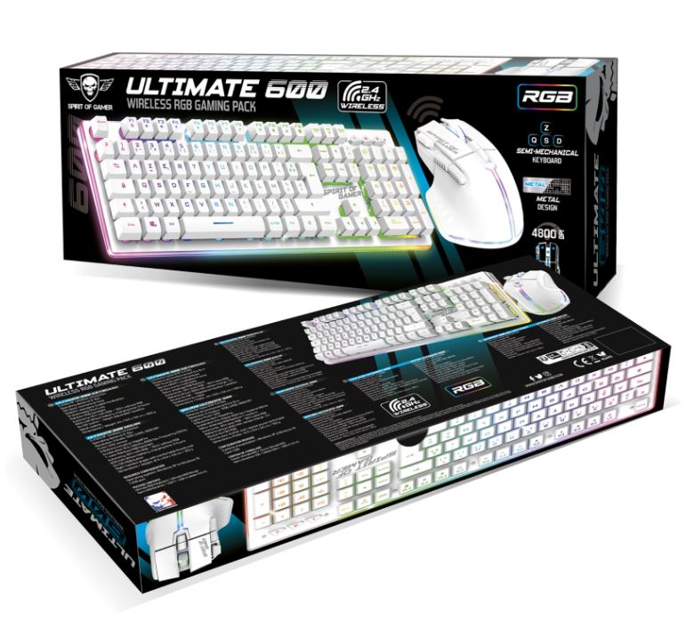 Matériels informatique pack clavier souris SPIRIT of GAMER Ultimate 600 Blanc infinytech Réunion 07