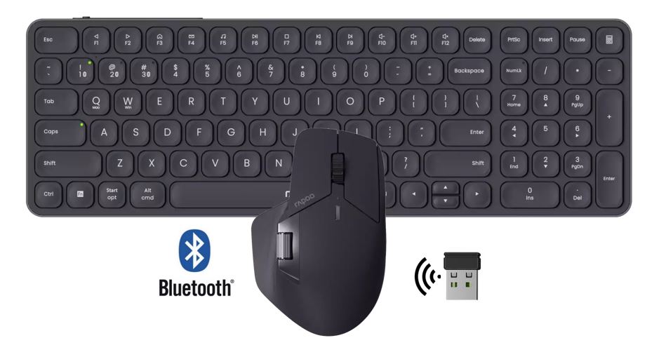 Matériels informatique pack clavier souris RAPOO 9760M Sans Fil et Bluetooth Noir infinytech Réunion 01