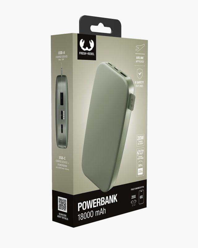 Accessoires téléphonie powerbank FRESH n REBEL 18000mAh Vert Foncé infinytech Réunion 04