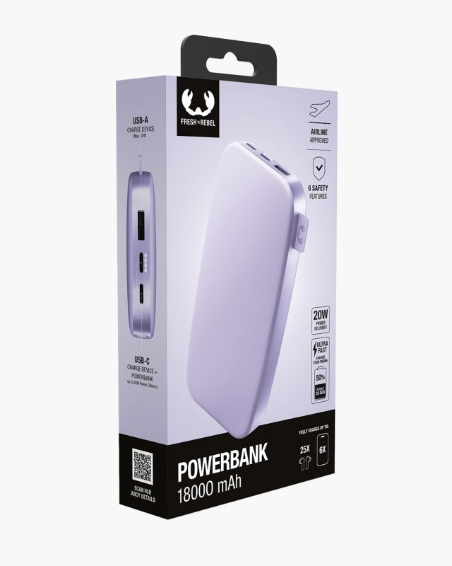 Accessoires téléphonie powerbank FRESH n REBEL 18000mAh Lilas infinytech Réunion 04