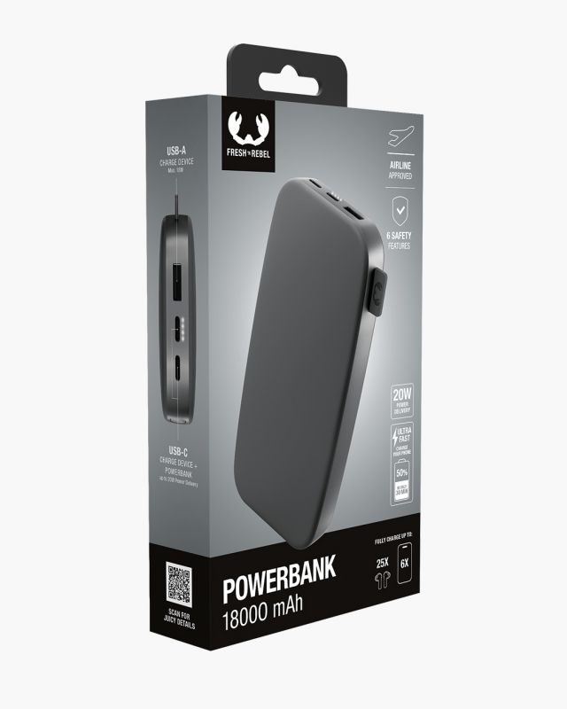 Accessoires téléphonie powerbank FRESH n REBEL 18000mAh Gris Foncé infinytech Réunion 04