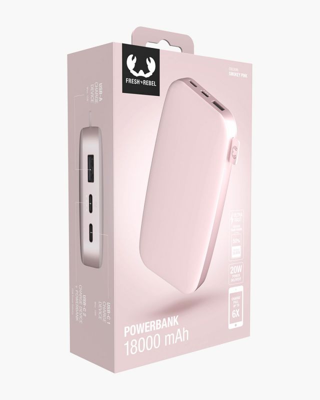 Accessoires téléphonie powerbank FRESH n REBEL 18000mAh Rose infinytech Réunion 04