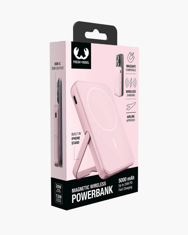 Accessoires téléphonie powerbank magnétique FRESH n REBEL 5000 mAh Rose infinytech Réunion 05