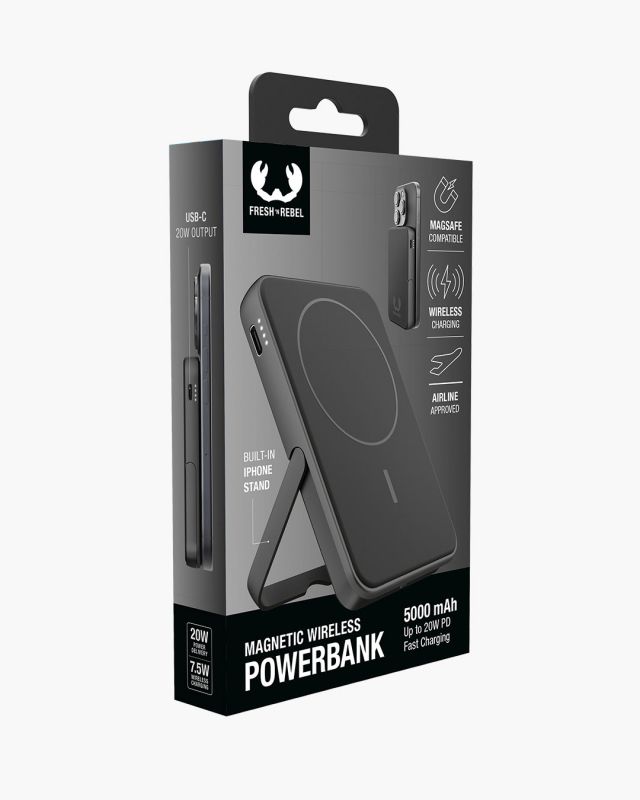 Accessoires téléphonie powerbank magnétique FRESH n REBEL 5000 mAh Gris Foncé infinytech Réunion 06
