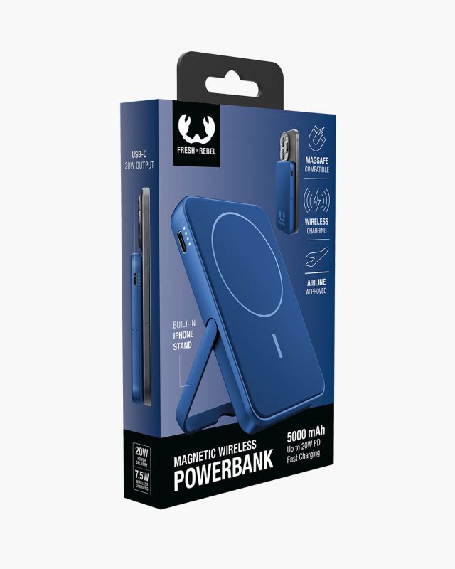 Accessoires téléphonie powerbank magnétique FRESH n REBEL 5000 mAh Bleu Foncé infinytech Réunion 06