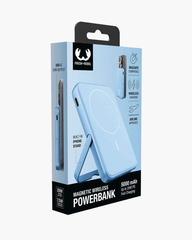 Accessoires téléphonie powerbank magnétique FRESH n REBEL 5000 mAh Bleu Clair infinytech Réunion 06
