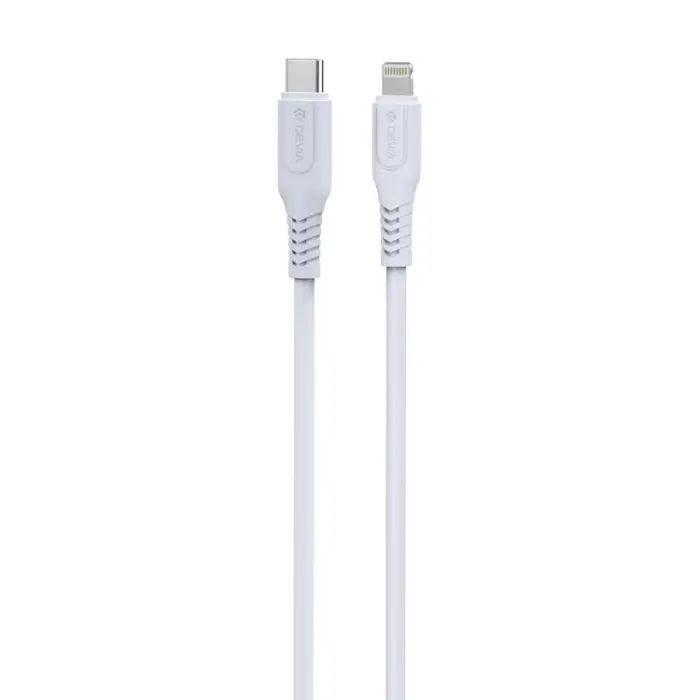 Accessoires téléphonie câble DEVIA USB-C vers Lightning 1m 27W 3A PD Blanc infinytech Réunion 01