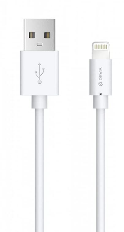 Accessoires téléphonie câble DEVIA USB 2.0 Mâle vers Lightning 2A 2m Blanc infinytech Réunion 01
