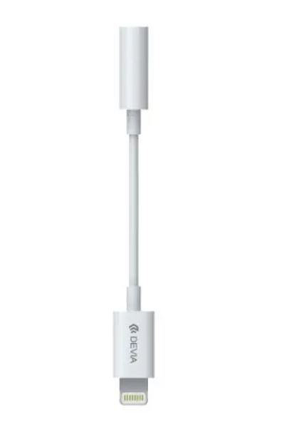 Accessoires téléphonie adaptateur DEVIA Lightning vers Jack 3.5mm Blanc infinytech Réunion 01