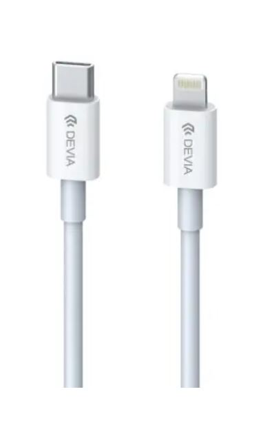 Accessoires téléphonie câble DEVIA USB-C Mâle vers Lightning PD 20W 3A 1m Blanc infinytech Réunion 01