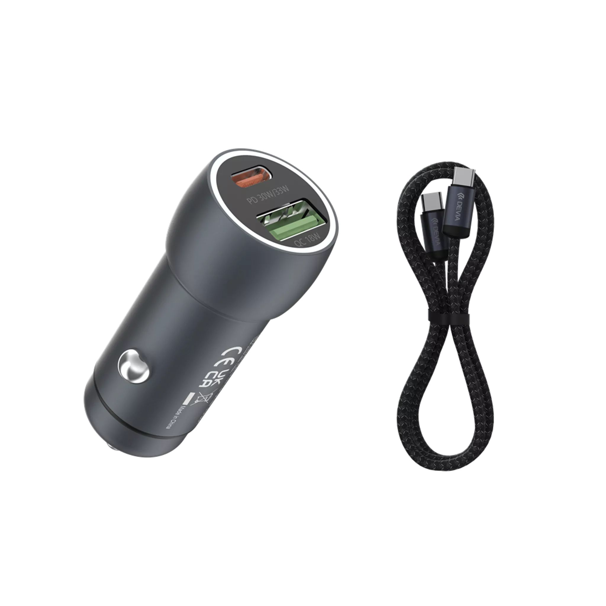 Accessoires auto chargeur allume-cigare DEVIA 30W Power Delivery USB-C et Qualcomm 3.0 infinytech Réunion 02