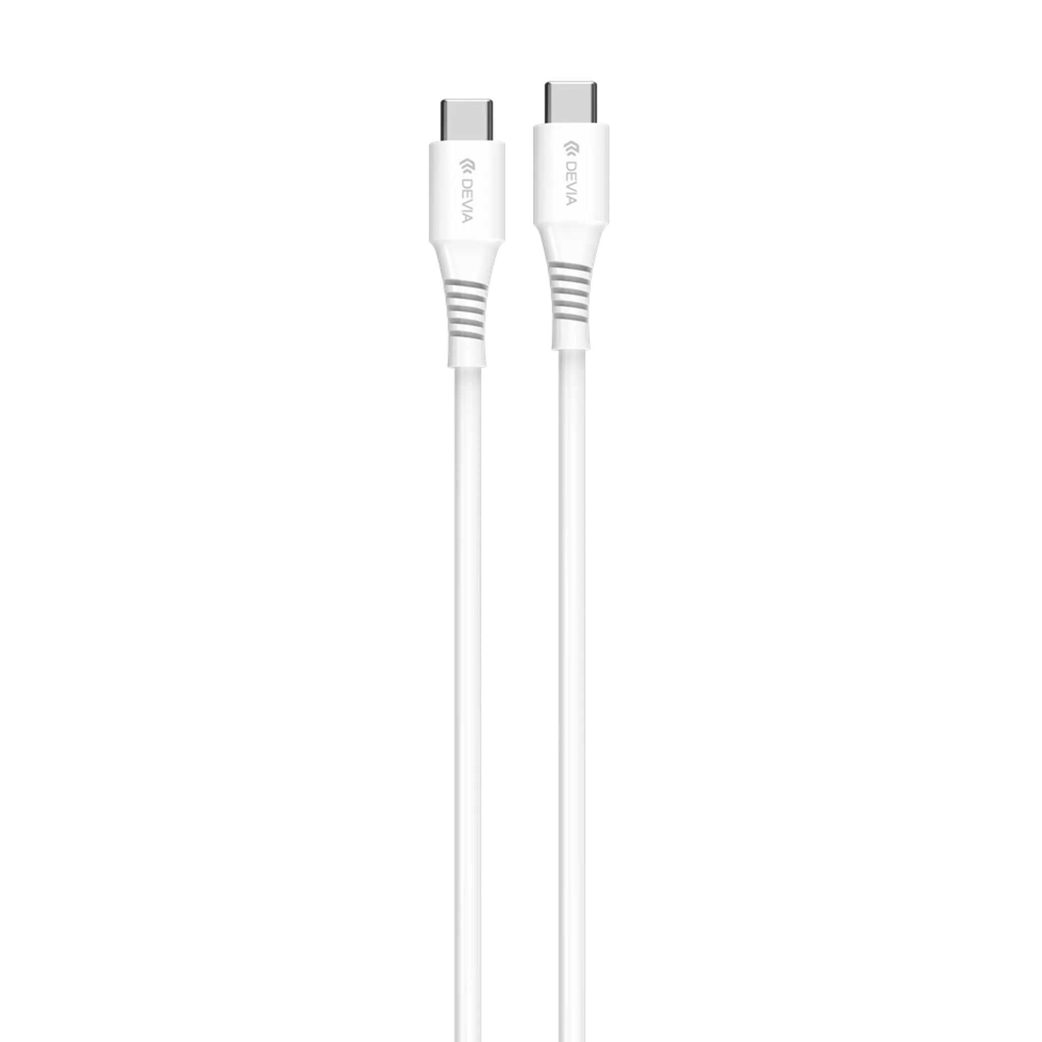 Accessoires téléphonie câble DEVIA USB-C Mâle Mâle PD 60W 1.2m Blanc infinytech Réunion 01