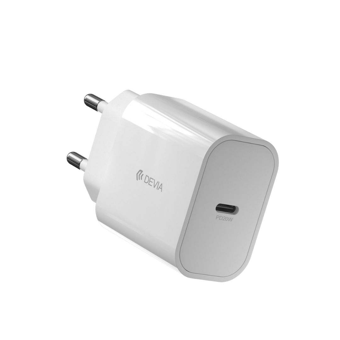 Accessoires téléphonie chargeur DEVIA USB-C Charge Rapide 20W V2 Blanc infinytech Réunion 01
