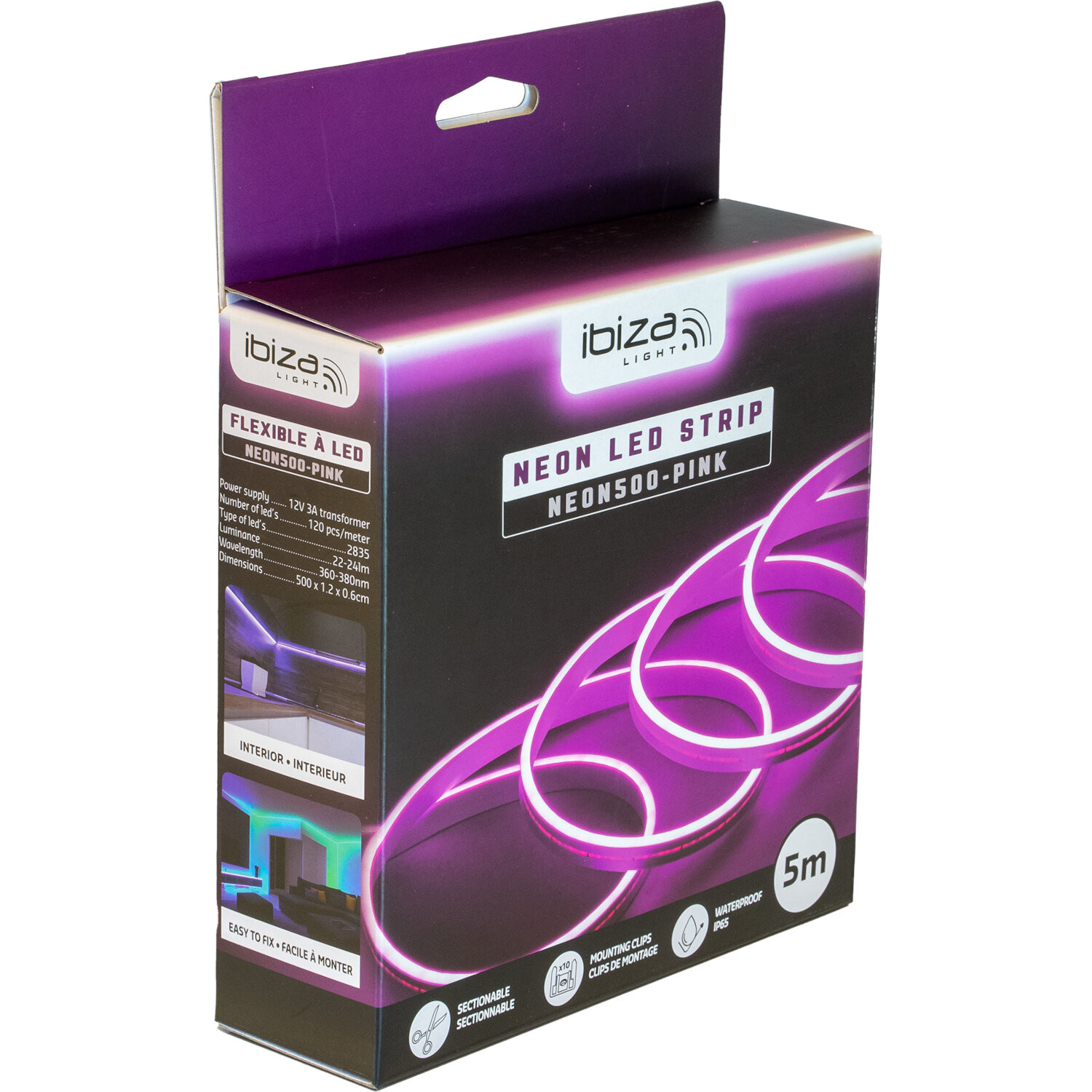 Accessoires néon flexible à LED LOTRONIC NEON500PINK Rose IP65 5m infinytech Réunion 05