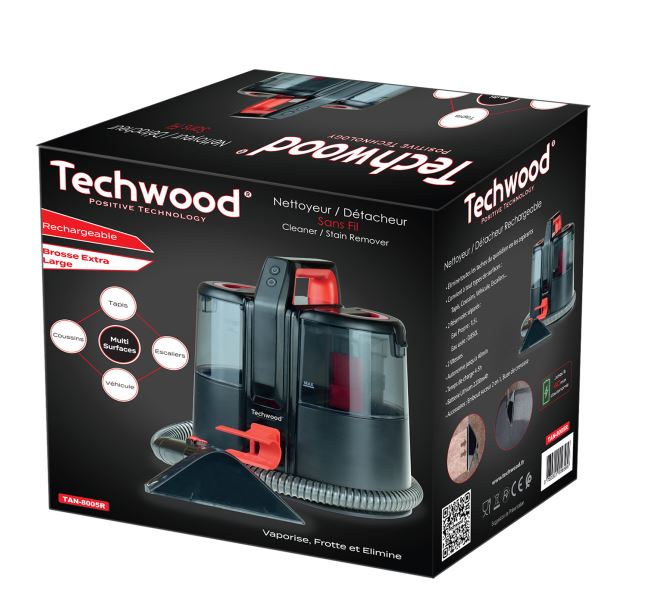 Petit électroménager nettoyeur détacheur sans fil TECHWOOD TAN-8005R infinytech Réunion 02