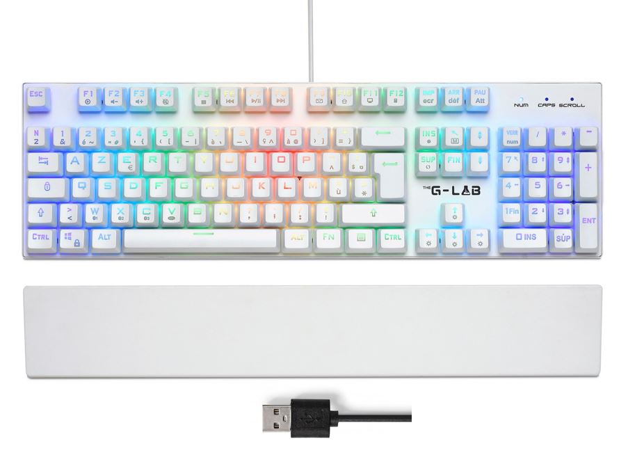 Matériels informatique clavier THE G-LAB KEYZ RUBIDIUM Blanc infinytech Réunion 01