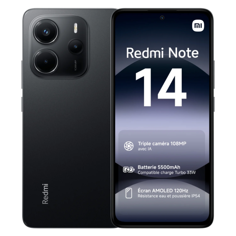Téléphonie mobile smartphone XIAOMI Redmi 14 6Go 128Go Noir infinytech Réunion 01