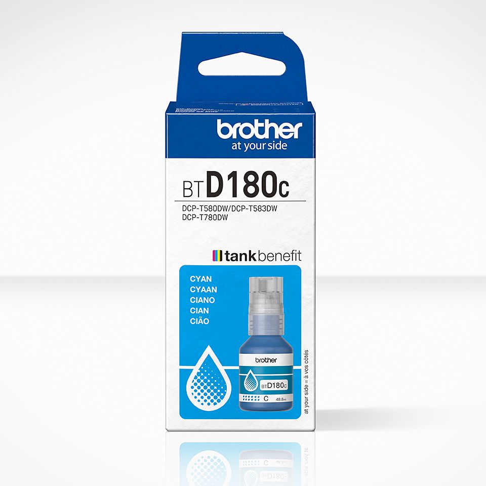 Consommables informatique bouteille dencre BROTHER BTD180C Cyan infinytech Réunion 01