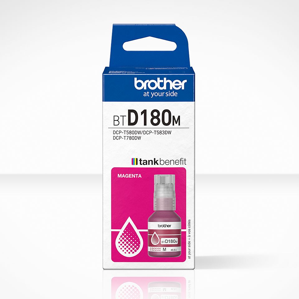 Consommables informatique bouteille dencre BROTHER BTD180M Magenta infinytech Réunion 01