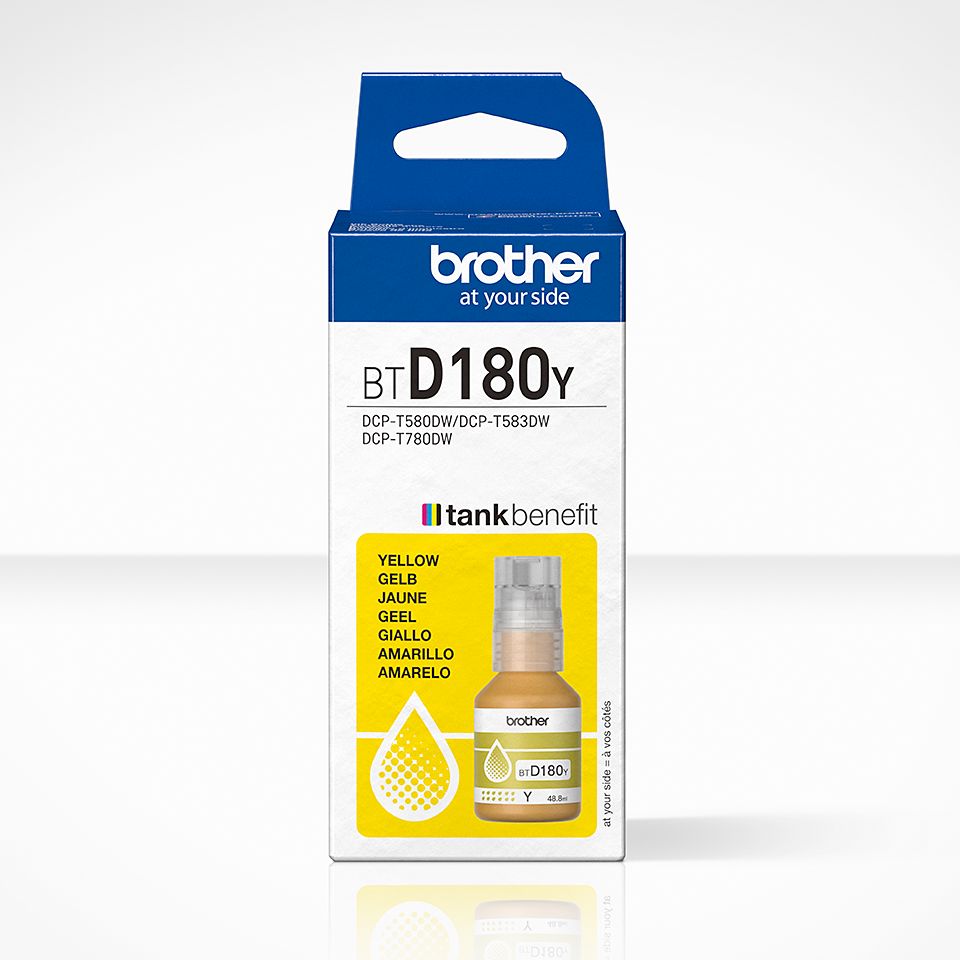 Consommables informatique bouteille dencre BROTHER BTD180Y Jaune infinytech Réunion 01