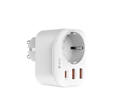 Accessoires téléphonie chargeur DEVIA USB et USB-C WW09-F-PD 20W 3A Blanc infinytech Réunion 01