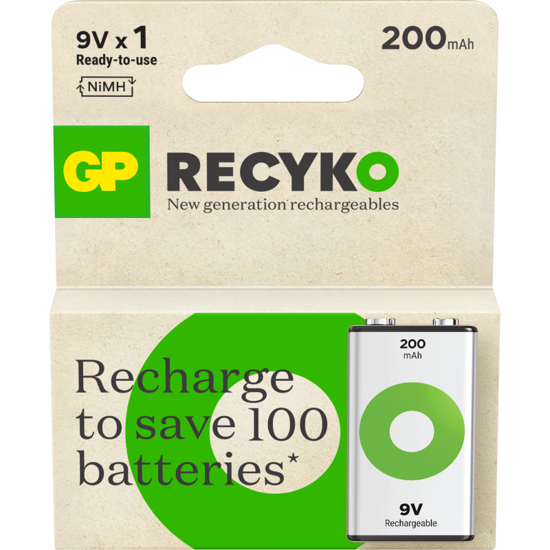 Pile Rechargeable 9V HR22 200mAh GP ReCyko infinytech Réunion 01