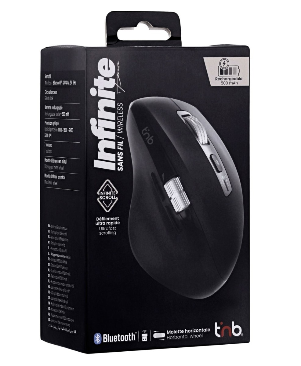 Matériels informatique souris TNB INFINITEPRO Bluetooth et Sans Fil Noire infinytech Réunion 03