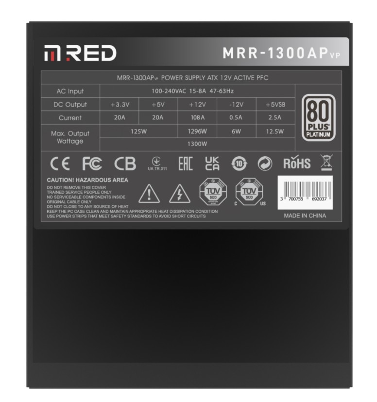 Matériels informatique alimentation M.RED MEE-1300AP(VP) 1300W 80PLUS Platinum infinytech Réunion 04