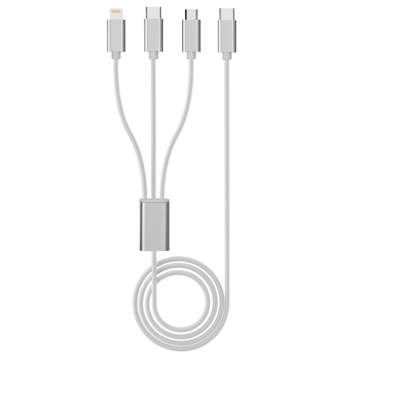 Accessoires téléphonie Câble VORTEX USB-C Mâle vers Lightning USB-C et Micro USB 2m Blanc infinytech Réunion 02
