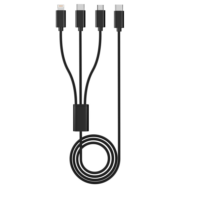 Accessoires téléphonie Câble VORTEX USB-C Mâle vers Lightning USB-C et Micro USB 2m Noir infinytech Réunion 02