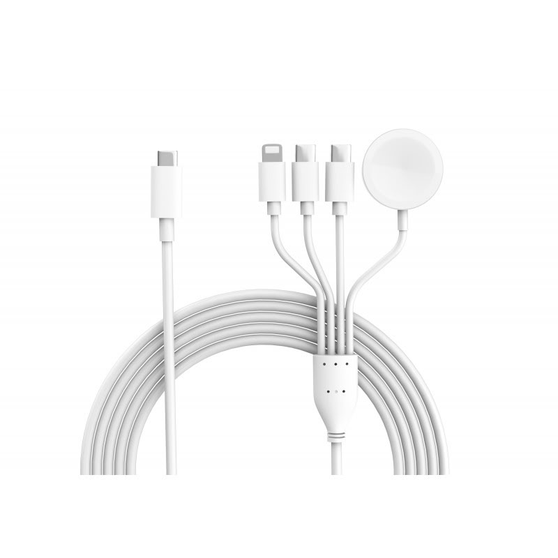 Accessoires téléphonie câble VORTEX USB-C vers Lightning USB-C Micro USB Blanc infinytech Réunion 01