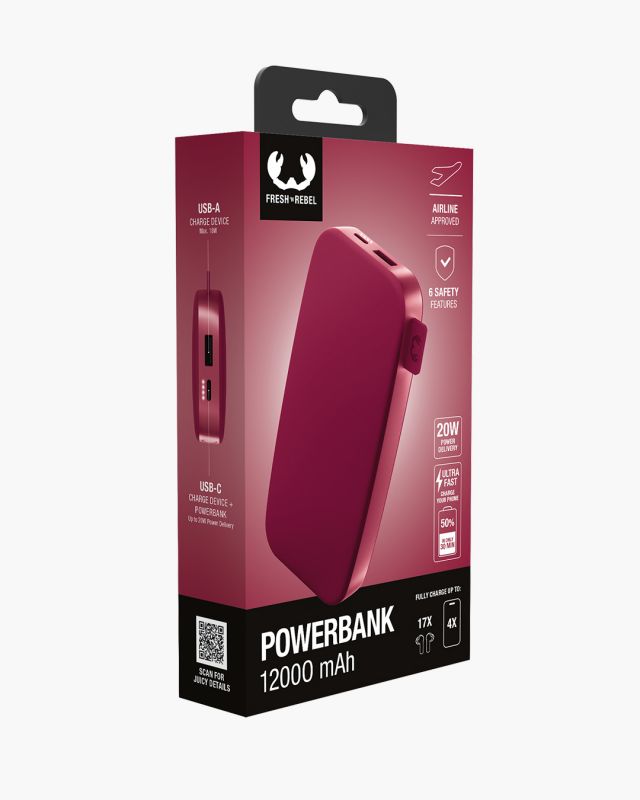 Accessoires téléphonie powerbank FRESH n REBEL 12000 mAh Rouge infinytech Réunion 05