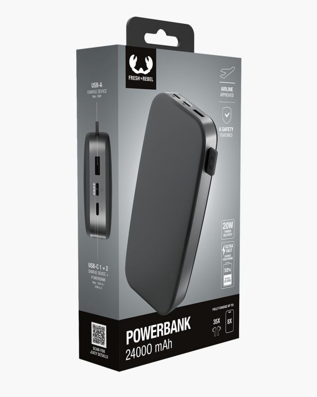 Accessoires téléphonie powerbank FRESH n REBEL 24000 mAh Noir infinytech Réunion 05