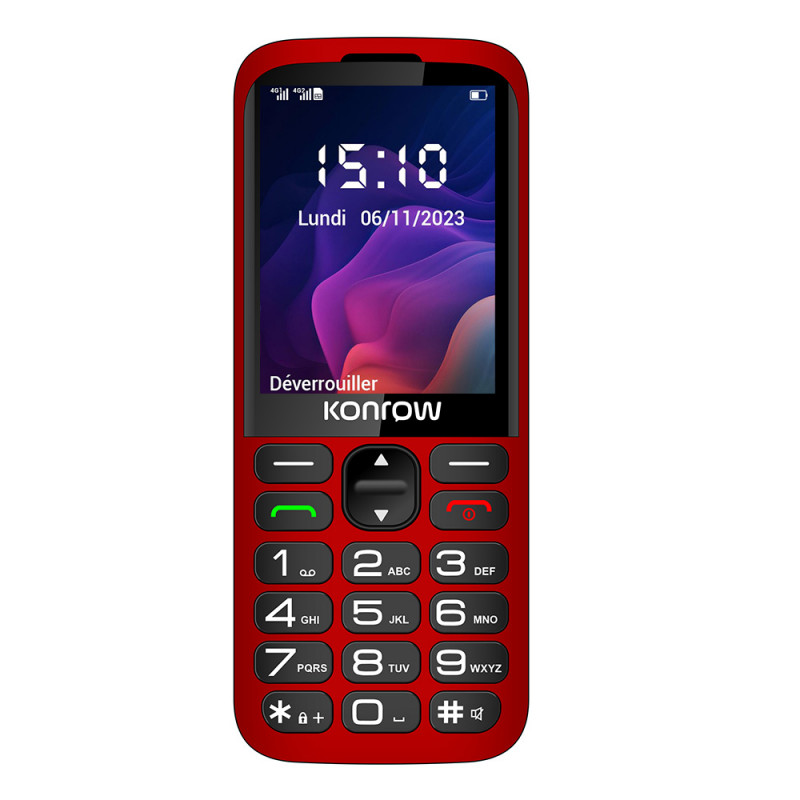 Téléphonie mobile KONROW Senior 280 Next Rouge infinytech Réunion 02