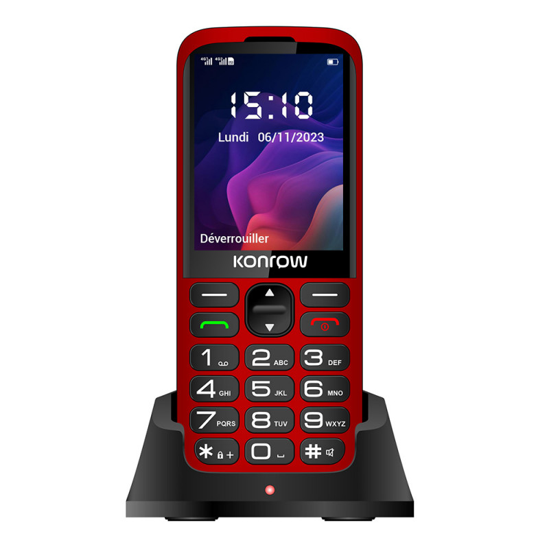 Téléphonie mobile KONROW Senior 280 Next Rouge infinytech Réunion 01