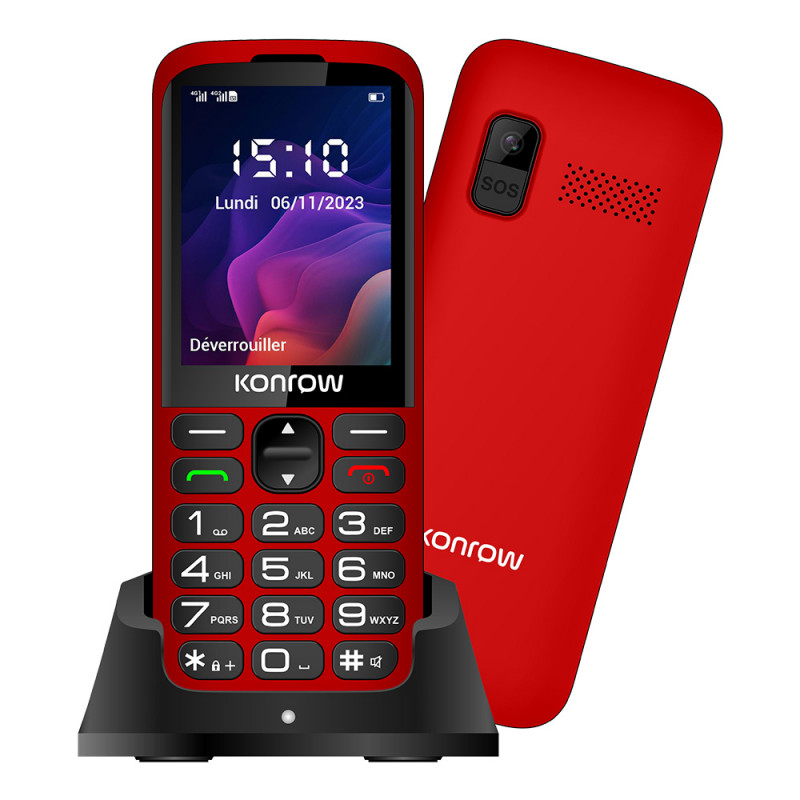 Téléphonie mobile KONROW Senior 280 Next Rouge infinytech Réunion 04