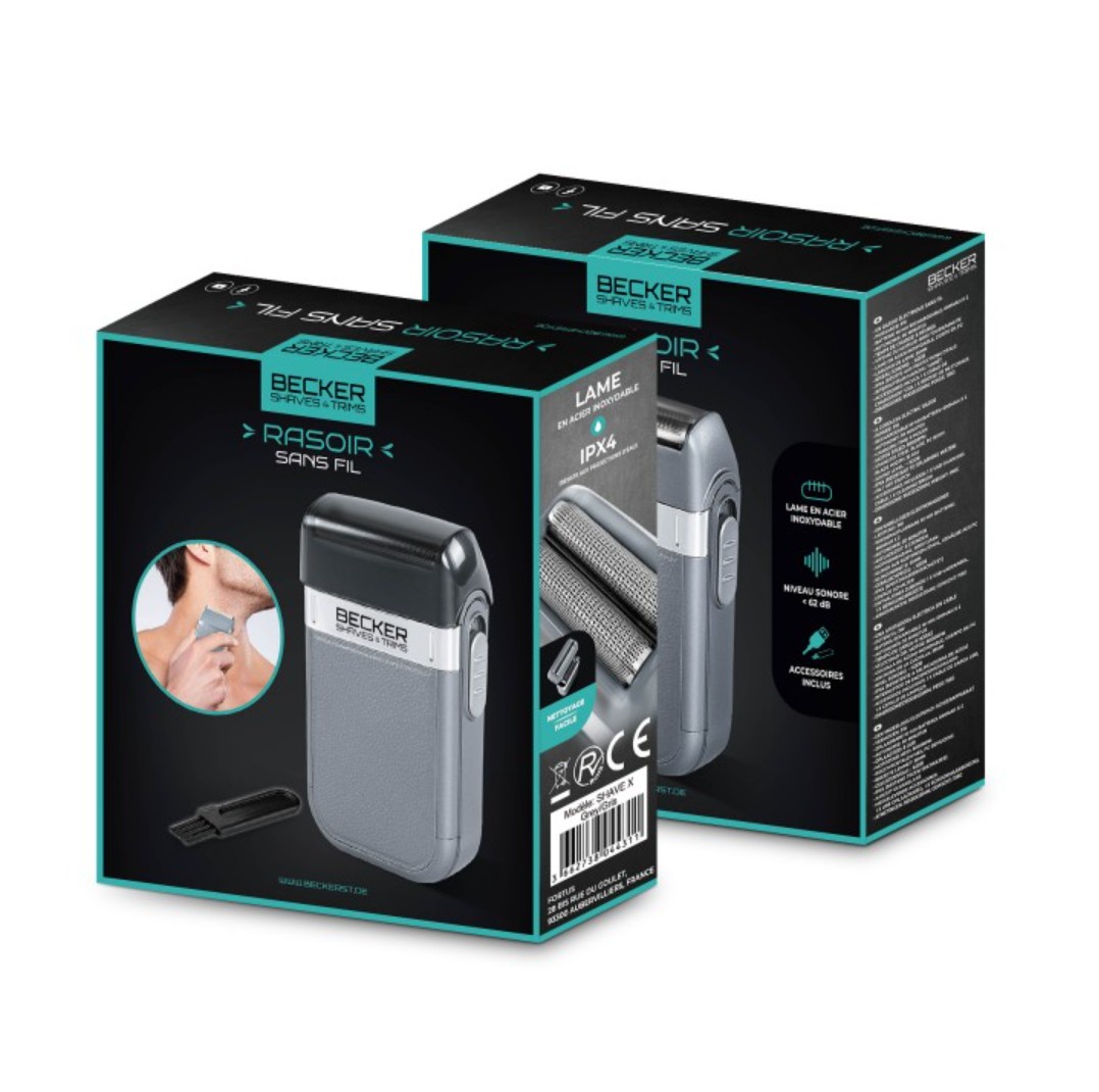 Petit électroménager rasoir sans fil BECKER SHAVE X GREY infinytech Réunion 05