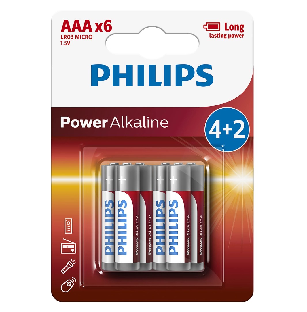 Blister de 6 piles PHILIPS LR03P6BP LR03 AAA 1.5V infinytech Réunion 01