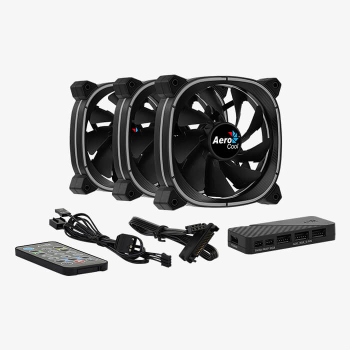 AEROCOOL Astro 12 Pro RGB 120mm Noir Pack de 3 infinytech Réunion 02