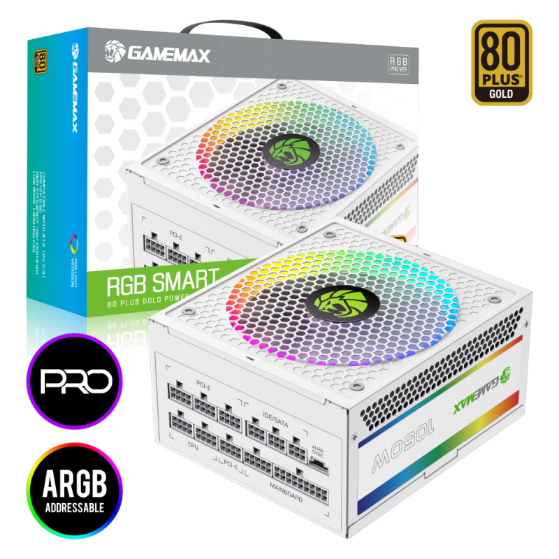 Matériels informatique alimentation GAMEMAX RGB Pro 1050G Blanche infinytech Réunion 01