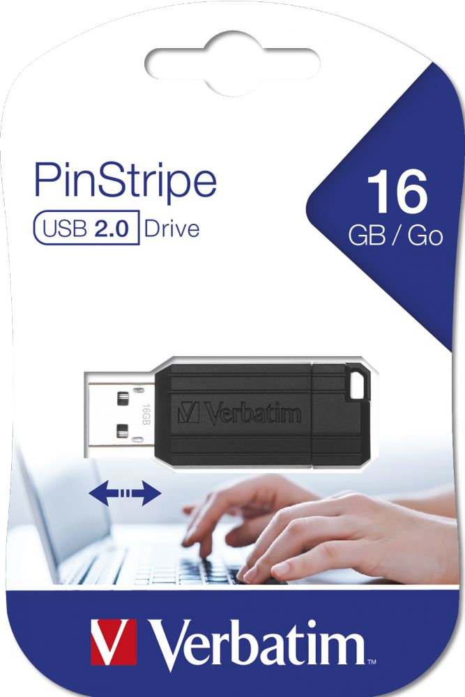 Matériels informatique clé USB 2.0 VERBATIM PinStripe 16Go Noire infinytech Réunion 01