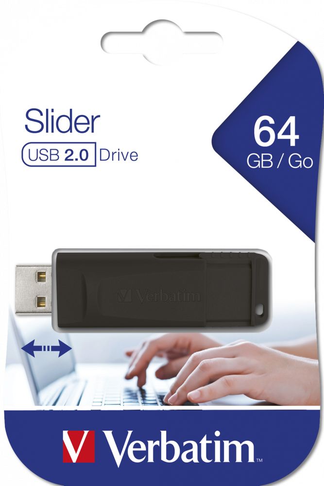 Matériels informatique clé USB 2.0 VERBATIM Slider 64Go Noir infinytech Réunion 03