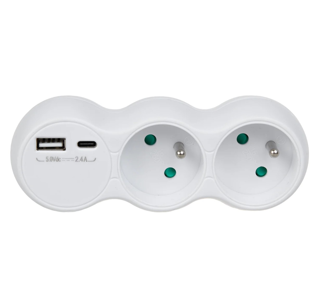 Prise de courant Maclean, répartiteur 2 prises, 2x USB AC, type E, 2x16A, MCE339 E infinytech Réunion 01