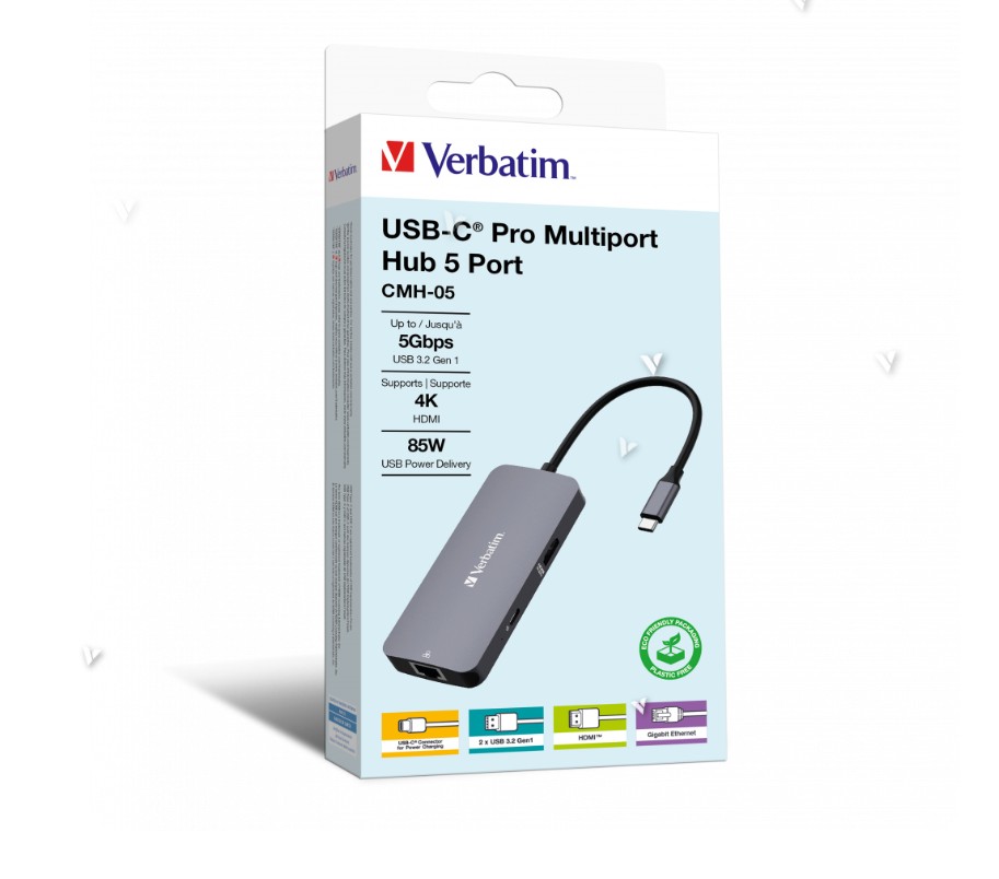 Matériels informatique adpatateur USB-C VERBATIM CMH-05 Hub Pro Multiports infinytech Réunion 06