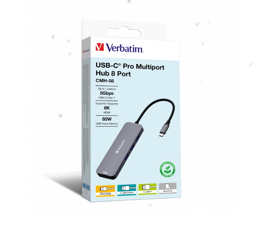 Matériels informatique adpatateur USB-C VERBATIM CMH-08 Hub Pro Multiports infinytech Réunion 02