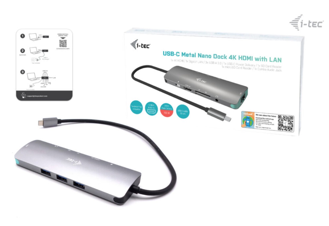 Matériels informatique adaptateur USB-C i-tec Metal Nano Docking Station 4K Power Delivery 100 W infinytech Réunion 04