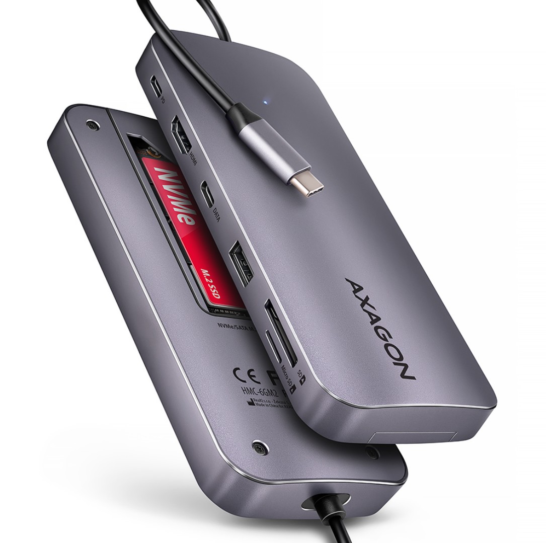 Matériels informatique adaptateur USB-C AXAGON HMC-6GM2 6en1 infinytech Réunion 01